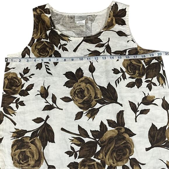 Hot Cotton 100% Linen White Green Rose Twin Set Small Tank High Waisted Pants - Picture 8 of 14